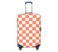 VOSERY Travel Luggage Cover - white orange squares checkerboard Washable Suitcase Covers Protector Fits 18-32 Inches Luggage, Black, Large