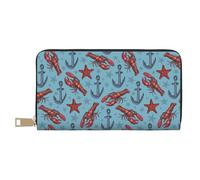 VOSERY Wallet Women, Leather Bifold Multi Card Wallet, Anchored Starfish Shrimp Women's Wallets, Long Purse