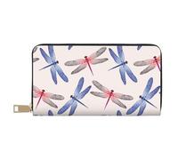 VOSERY Wallet Women, Leather Bifold Multi Card Wallet, Blue Purple Dragonfly Women's Wallets, Long Purse