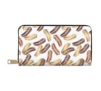 VOSERY Wallet Women, Leather Bifold Multi Card Wallet, golden brown feathers Women's Wallets, Long Purse