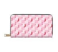 VOSERY Wallet Women, Leather Bifold Multi Card Wallet, Retro pink Cowgirl boots checkerboard Women's Long Purse Wallets