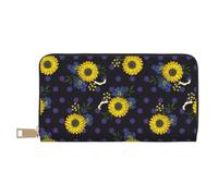 VOSERY Wallet Women, Leather Bifold Multi Card Wallet, Sunflowers Purple Dots Women's Wallets, Long Purse
