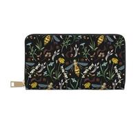 VOSERY Wallet Women, Leather Bifold Multi Card Wallet, Wasp and Florals Women's Wallets, Long Purse