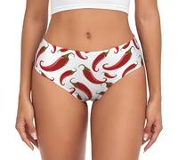 VOSERY Women Underwear Chilli Pepper Red Seamless Underwear Briefs Bikini, black, XS