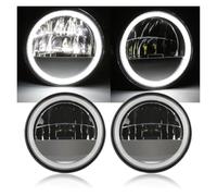 Voseto Head Light For Motorcycle Headlamp 7 Inch Chrome For LED Headlight+ 2x 4-1/2" Chrome Fog Light Passing Lamps Headlamp(A 4.5 inch with DRL)