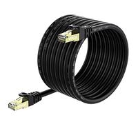 VOSGA Cat7 SFTP Shielded Ethernet Cable 60M, Pure Copper 26AWG Heavy Duty Patch Cord,10Gbps 600MHz Network Cable with Gold Plated RJ45 Connectors,Outdoor Cat 7 LAN Internet Cable 60M Black