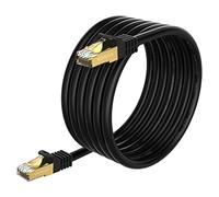 VOSGA Outdoor Cat 6 Ethernet Cable 15M/50 ft,550MHZ-Shielded CAT6 RJ45 Network LAN Waterproof Direct Burial Internet Cord 15M Round Black
