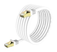 VOSGA Outdoor Cat 6 Ethernet Cable 40M/130 ft,SFTP-550MHZ-Shielded CAT6 RJ45 Network LAN Waterproof Direct Burial Internet Cord 40M Round White