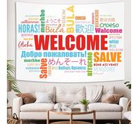 Voshin Welcome Words in Different Languages Multicolor Educational Letter Print Tapestry for Bedroom, Living Room, Classroom, Dormitory, Office 80 x 60 In