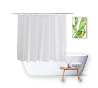 Vosign Short Shower Curtain Liner 48 Inch Length Fabric Bath Curtain Sets for Walk in Tub, Solid White, Hotel Quality, Machine Washable, 72 X 48 Inch
