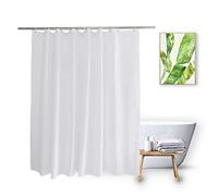 Vosign Short Shower Curtain Liner 60 Inch Long, Water Resistant Fabric Bathroom Curtain Liners, Solid White, Hotel Quality, Machine Washable, 72 X 60 Inch