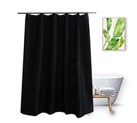 Vosign Short Shower Curtain Liner 72 x 60 Inch, Fabric Bathroom Grommets Top Weighted Bottom Machine Washable Curtain Liners, Black
