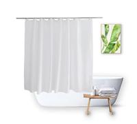Vosign Shower Curtain Liner 54 Inch Short Length Fabric Soft Lightweight Bath Curtain Sets for Shower Window, Walk in Tub, Solid White, Machine Washable, 72 X 54 Inch