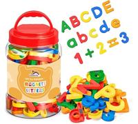 VoSinrly 104 Pieces Magnetic Letters Numbers Alphabet Fridge Magnets ABC 123 Preschool Educational Learning Plastic Colorful Toy Set Uppercase Lowercase Math Symbols for Toddlers Kids