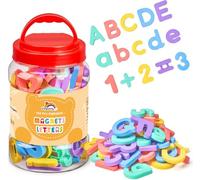 VoSinrly 104 Pieces Magnetic Letters Numbers Alphabet Fridge Magnets ABC 123 Preschool Educational Learning Plastic Colorful Toy Set Uppercase Lowercase Math Symbols for Toddlers Kids