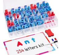 VoSinrly Magnetic Letters 234 Pcs with Magnetic Board and Storage Box - Uppercase Lowercase Foam Alphabet ABC Magnets for Fridge Refrigerator - Educational Toy Set for Classroom Kids Learning Spelling