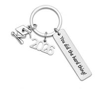 Voskilon Class of 2026 Graduation Keychain, You Did the Hard Thing Keychain with Cap and Year Charms, Gifts for College High School Graduation
