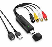 Voskilon USB Video Capture Card VHS to Digital Converter, RCA to USB Adapter for VCR Mini DV Hi8 DVD Player, Plug and Play Video Capture Device for PC Laptop, Easy Analog to Digital Conversion Kit