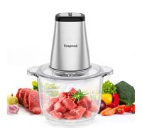 Vospeed 2L 500W Mini Chopper & Electric Food Processors, Vegetable Food Chopper with 2 Speed Settings, 4 Bi-Level Blades Meat Grinder for Meat, Vegetables, Fruits and Nuts, Sliver