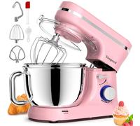 Vospeed Stand Mixer, 4.5L+5L Bowls 8-speed 1000W Tilt-Head Food Mixer, Kitchen Electric Mixer with Dough Hook, Whisk, Beater, Splash Guard (Pink)