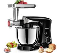 Vospeed Stand Mixer, 5.5L Food Mixers for Baking, 1500W Tilt-Head Electric Kitchen Mixer, Cake Mixers with Dough Hook, Whisk & Beater,Meat Grinder Attachment...(Black)