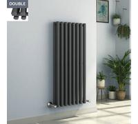 Voss 1200 x 545mm Anthracite Double Oval Tube Vertical Bathroom Toilet Home Radiator