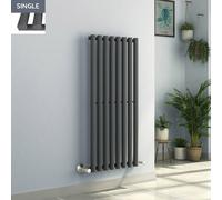 Voss 1200 x 545mm Anthracite Single Oval Tube Vertical Bathroom Toilet Home Radiator