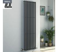 Voss 1800 x 545mm Anthracite Single Oval Tube Vertical Bathroom Toilet Home Radiator