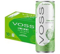 VOSS Flavoured Sparkling Water Zero Sugar Drink Zero Calorie Naturally Sourced Water 10x 330ml Multipack (Lime Mint)