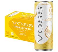 VOSS Flavoured Sparkling Water, Zero Sugar Drink, Zero Calorie, Naturally Sourced Water, 10x 330ml Multipack (Lemon Cucumber)