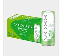 VOSS Lime Mint Flavoured Sparkling Water, Pack of 10 x 330ml Cans, Zero Calories, No Sugar, Naturally Sourced
