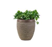 VOSSMOON Plant Pots Outdoor Large Planter for Trees, 28.2cm Round Concrete Plant Pot Indoor Garden Plant Containers with Drainage Holes, cBeige