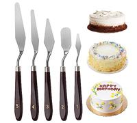 VOSSOT 5-Piece Stainless Steel Spatula Set, Cake, Cheese, Spreading, U-Shape, Wood Handle, Dishwasher Safe, Bakers Kit