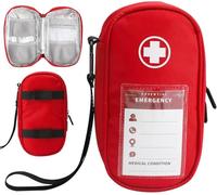 VOSSOT Medical Carry Bag, Portable Emergency Bag, Insulated Medicine Bag Organiser, for Two Epipens, Insulin Syringes, Inhaler and Important Utensils for Allergy Medicine, Red