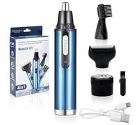 VOSSOT Nose Hair Trimmer Men Women Nose Hair Trimmer 4 in 1 USB Rechargeable Ear Hair Trimmer Nose Trimmer Test Winner Nose Hair Remover Ear Hair Trimmer Nose Hair Eyebrow Beard Trimmer (Blue)
