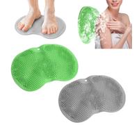 VOSSOT Pack of 2 Foot Brush, Foot Washer, Non-Slip Foot Scrubber, Shower Foot Washing Mat, Silicone Back Scrubber with Suction Cups, Foot Wash Mat for Cleans, Exfoliation, Massage (Grey, Green)
