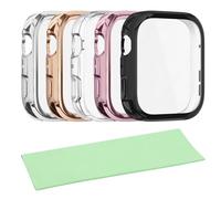 VOSSOT Pack of 5 Cases for Huawei Watch Fit 4 with Cleaning Cloth, Smartwatch Case, TPU Protective Film, Lightweight Soft Case, Scratch-Resistant, Black, Silver, Transparent, Pink, Rose Gold