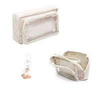 VOSSOT Pencil Case with 9 Compartments and Large Capacity, Three-Dimensional Display and Large Opening for Easy Access, Durable and Easy to Clean Pencil Case (Beige)