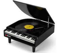 VOSTERIO Bluetooth Record Player with Built-in Speakers, Modern 3-Speed Turntable with USB Playback and Vinyl Recording, Vinyl Player in Piano Design- Black