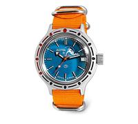 Vostok | Amphibia 420059 Scuba Dude Automatic Self-Winding Watch, Orange Strap B, Strap.