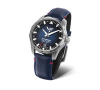 Vostok Europe 125A748 Rocket N1 Automatic Men's Watch Stainless Steel with Blue Leather Strap