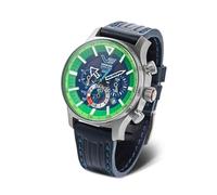 Vostok Europe Men's Watch Expedition North Pole Solar Chronograph with 2 Straps in Various Designs, Green / green, Strap.