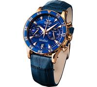 Vostok Europe Men's Chronograph Japanese Quartz Movement Watch with Silicone Strap VK64-515B670, Blue, Strap.