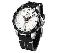 Vostok Europe Men's Watch with Leather Strap N1 Rocket Automatic 20 ATM SII NH35A Date, 225e711 - White/Black, Strap.