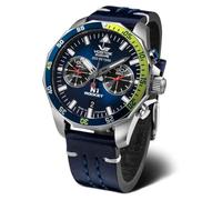 Vostok Europe Men's Watch with Leather Strap N1 Rocket Chronograph Miyota 6S21 20 ATM Date, Blue / blue, Strap.