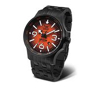 Vostok Europe Men's Watch with Solid Stainless Steel Link Bracelet Expedition North Pole 1 Automatic YN55 Date 20 ATM, black / orange, expedition