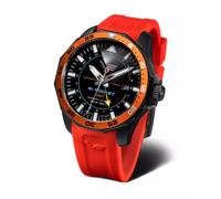 Vostok Europe Men's Watch with Vintage Leather Strap N1 Rocket Automatic 20 ATM SII NH34 GMT, 225c714 - Blue/Wine Red, Strap.