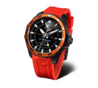 Vostok Europe Men's Watch with Vintage Leather Strap N1 Rocket Automatic 20 ATM SII NH34 GMT, 225c714 - Blue/Wine Red, Strap.