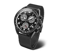 Vostok Europe Space Race Men's Watch Chronograph 46 mm Diameter 20 ATM Date in Various Variations, Black / Black / Metal Strap, Strap.