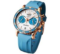 Vostok Europe Undine Women's Watch with 2 Replacement Straps Ladies Chronograph Date 20 ATM, Rose/Silver/Blue, Strap.